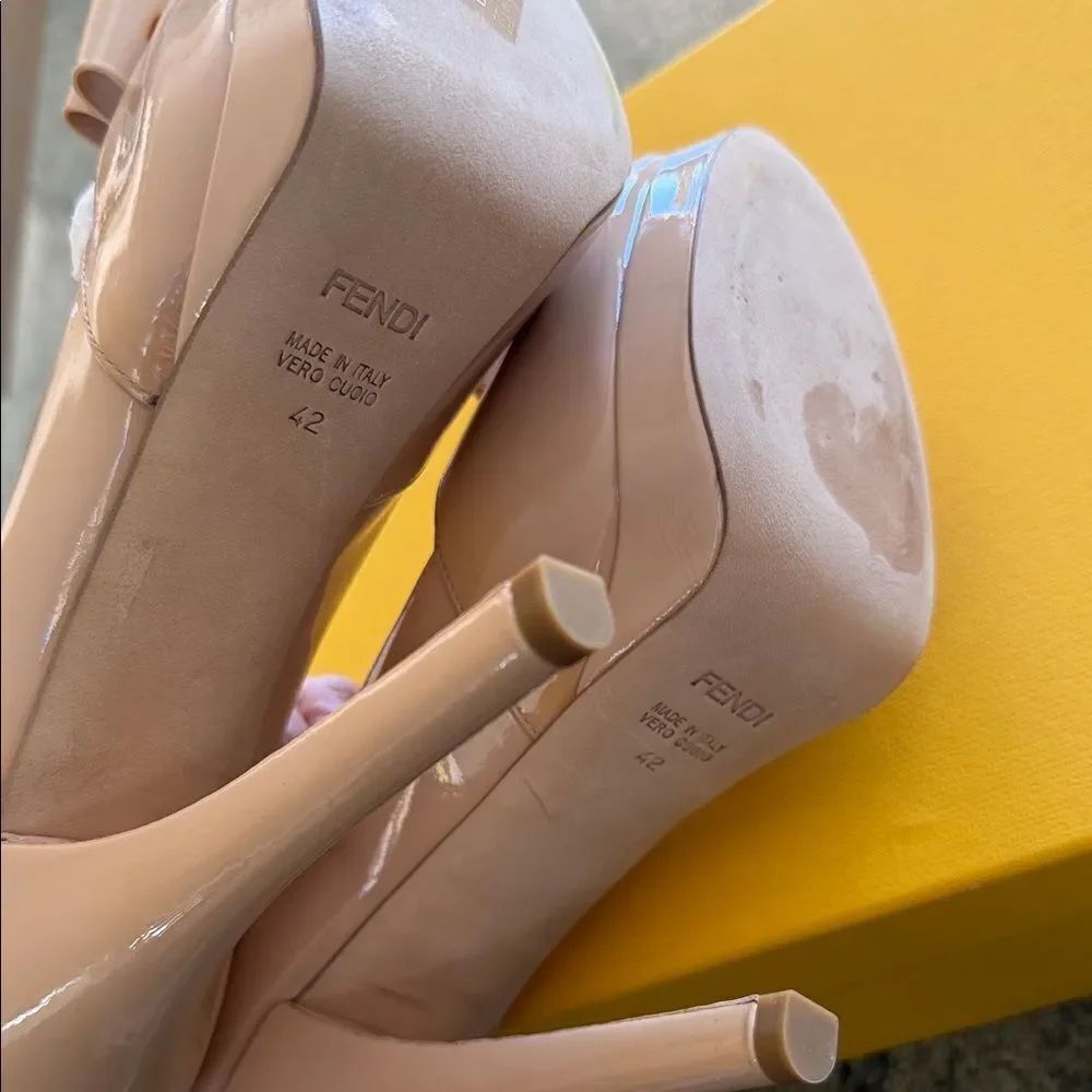 Fendi Women's Blush Peep-Toe Heels - Picture 7 of 8